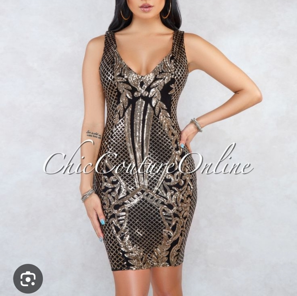 Hot Miami Styles Black Silver Sequin Mini Dress